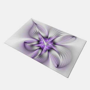 Felpudo Elegancia floral arte abstracto moderno violeta fr