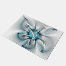 Felpudo Elegancia floral arte contemporáneo abstracto azul