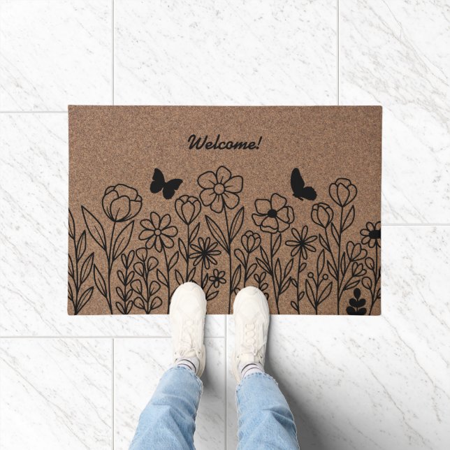 Felpudo Elegancia floral: Doormat personalizado (Interior)