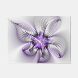 Felpudo Elegancia floral moderna arte abstracto violeta fr