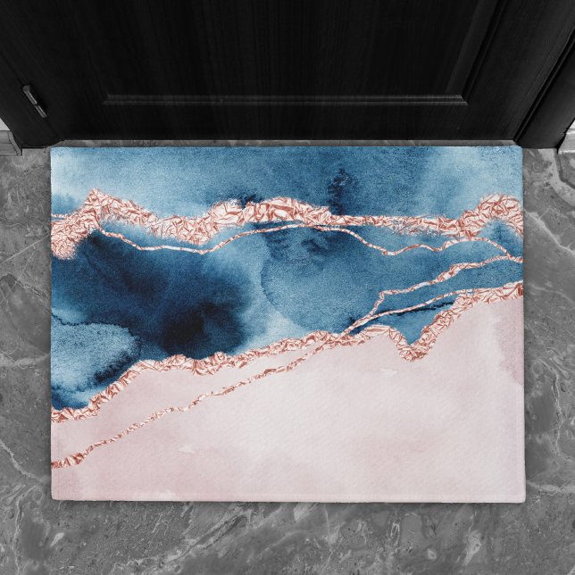 Felpudo Elegancia mística | Agante de oro azul y Rosa Verd (Subido por el creador)