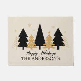 Felpudo Elegant Black & Gold Christmas Tree