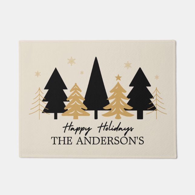 Felpudo Elegant Black & Gold Christmas Tree (Anverso)