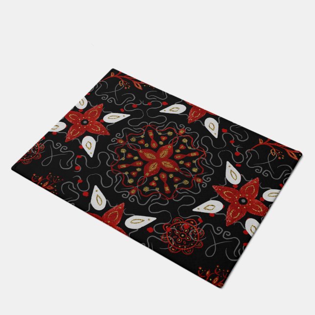 Felpudo Elegant, festive feel symmetrical floral pattern (Angular)