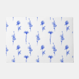 Felpudo Elegant Floral Blue Flowers Doormat