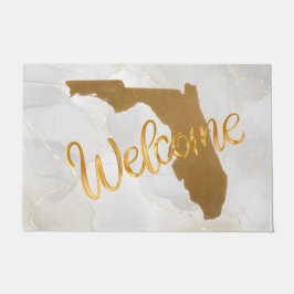 Felpudo Elegant Gold Florida State Map Welcome