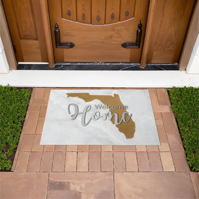 Felpudo Elegant Gold Florida State Map Welcome Home (Exterior)