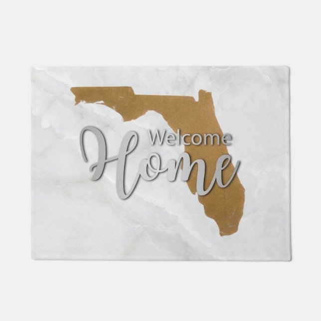 Felpudo Elegant Gold Florida State Map Welcome Home (Anverso)