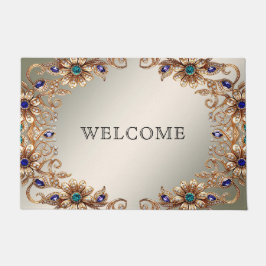 Felpudo Elegant Gold Jewel Flowers Doormat