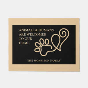 Felpudo Elegant Pet Paw Print & Heart