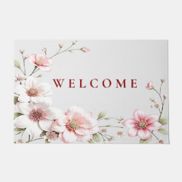 Felpudo Elegant Pink White Floral Doormat