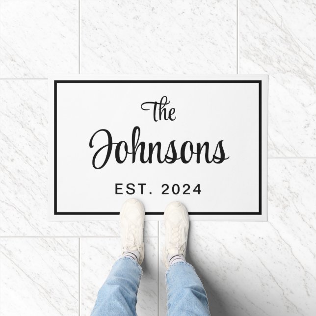 Felpudo Elegante Año De La Familia Blanca Y Negra Establec (Interior)