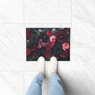 Felpudo Elegante Arreglo Floral Oscuro Con Rosas