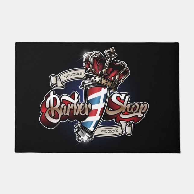 Felpudo Elegante Barbershop Crown Personalize 24" x 36" (Anverso)