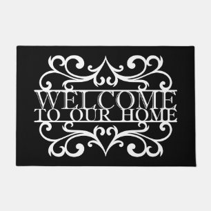 Felpudo Elegante Bienvenida A Nuestro Hogar Ornamental Bla