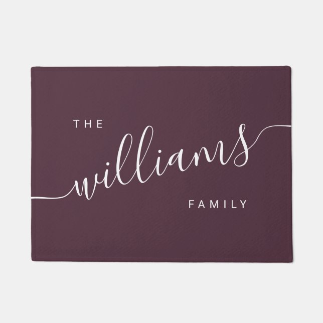 Felpudo Elegante caligrafía moderna violeta y blanca (Anverso)