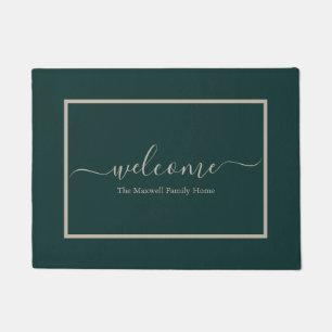 Felpudo Elegante caligrafía verde bienvenida