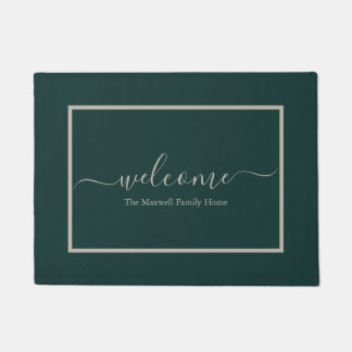 Felpudo Elegante caligrafía verde bienvenida