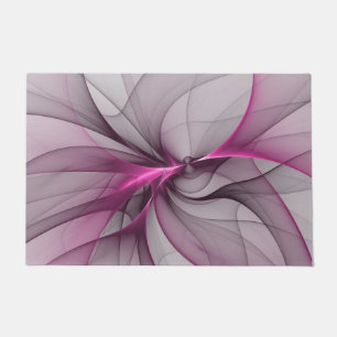 Felpudo Elegante Caos Moderno Arte Abstracto Fractal Rosa