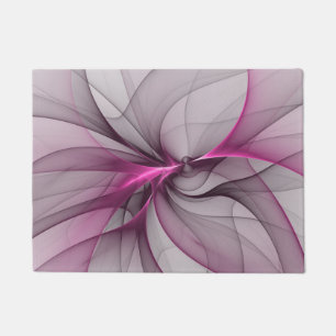 Felpudo Elegante Caos Moderno Arte Abstracto Fractal Rosa