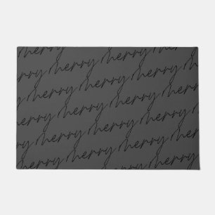 Felpudo Elegante Chic Negro Gris Alegre Letra Script