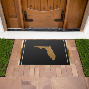 Felpudo Elegante Chic Oro y Negro Mapa de Florida