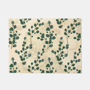 Felpudo Elegante Cream Gold Whimsical Eucalyptus Greenerat