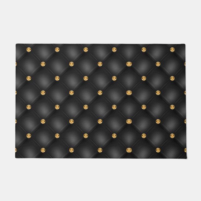 Felpudo Elegante Doormat de oro negro de diamante tufado (Anverso)