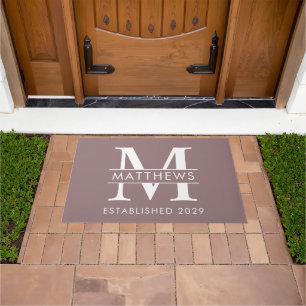 Felpudo Elegante Dusty Mauve Personalizado Monograma Doorm