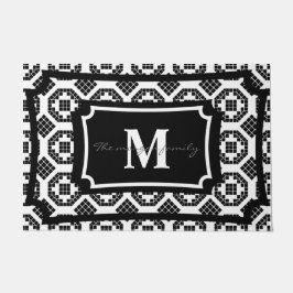 Felpudo Elegante en blanco y negro con clase Monograma