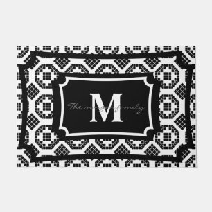 Felpudo Elegante en blanco y negro con clase Monograma