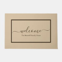 Elegante escritura beige marrón nombre familiar bi