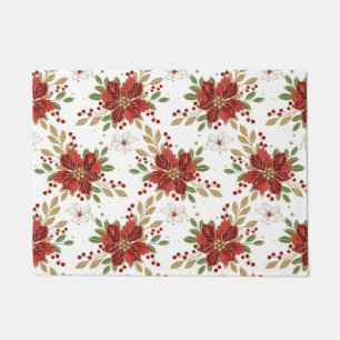Felpudo Elegante Estampado Floral de Poinsettia de Inviern