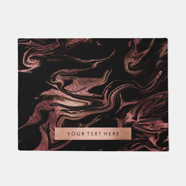 Felpudo Elegante estilo moderno de mármol negro de cobre r (Anverso)