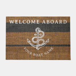 Felpudo Elegante Faux Burlap Anchor Nautical Bote Bienveni