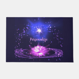 Felpudo Elegante flor cósmica Zen Purple Crystal Lotus