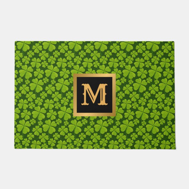 Felpudo Elegante Floral de trébol de cuatro hojas (Anverso)