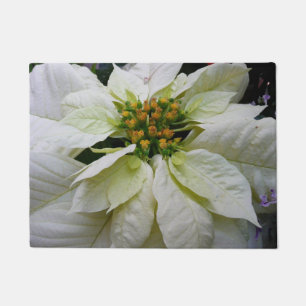 Felpudo Elegante Floral Navideña de Poinsettia Blanca