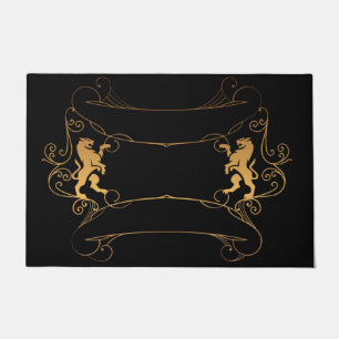 Felpudo Elegante gallo de leones de doble oro