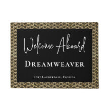 Elegante Gold Black Welcome Aboard Boat Name