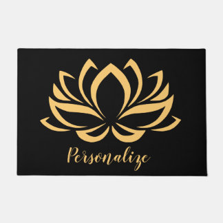 Felpudo Elegante Gold Lotus Flor Zen Yoga Monogramado 