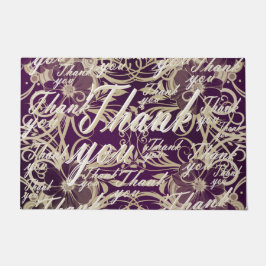 Felpudo elegante, gracias, patrón, fondo, oro, faux,