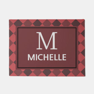 Felpudo Elegante granja Red Buffalo Plaid Monogramed