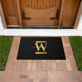 Felpudo Elegante guión moderno en negro y oro