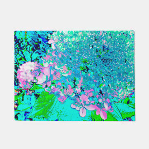 Felpudo Elegante Hydrangea de luz rosa y azul