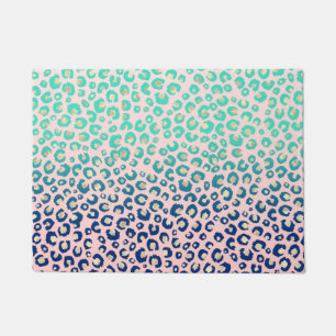 Felpudo Elegante Leopardo dorado impresión Blue Mint Gradi