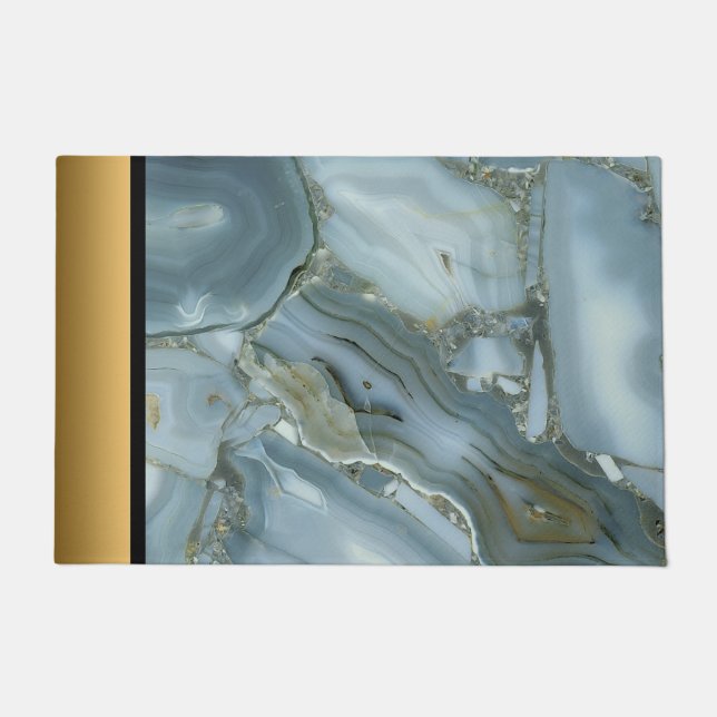 Felpudo Elegante Moda moderna Patrón de mármol dorado gris (Anverso)