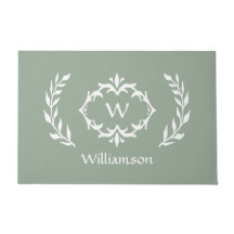 Elegante Moderno Monogramado Wreath Moda Sage Gree