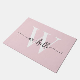 Felpudo Elegante Moderno Nombre de Letra en Rosa Claro con