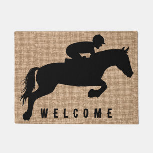 Felpudo Elegante Moderno Vintage Bienvenida Caballo